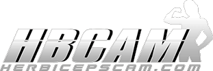 HerBicepsCam logo: female bodybuilder webcams